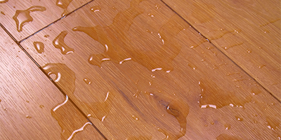 Water on a wooden covering